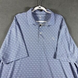 Rhoback Polo Shirt Mens 3XL Blue Geometric Print Performance Stretch Golf Casual